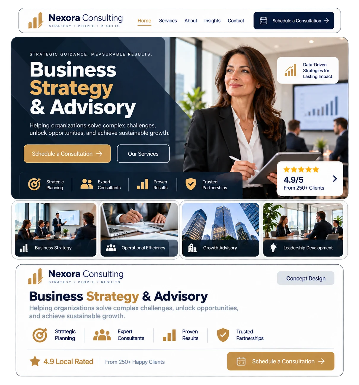 Corporate consulting website design concept for the Free Website Program
