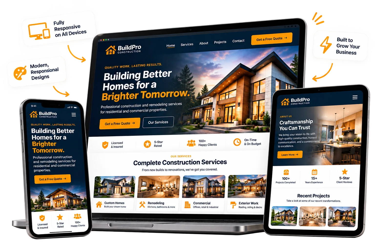 Professional WordPress website design displayed on desktop and mobile devices