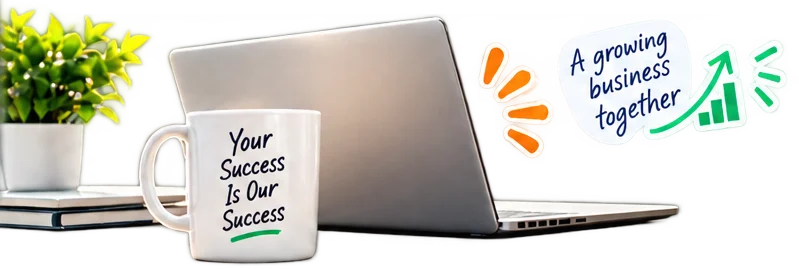 Laptop and coffee mug representing a long-term website partnership